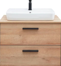 Saphir Badmöbel-Set »Quickset 395 2-teilig, Keramik-Aufsatzbecken mit LED-Spiegel« 4 Stk. tlg.