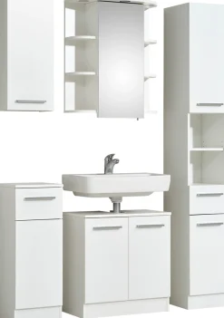 Saphir Badmöbel-Set »Quickset 335 5-teilig, Waschbeckenunterschrank mit LED-Spiegelschrank« 5 Stk. tlg.