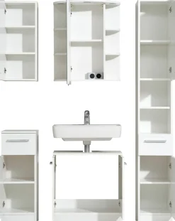 Saphir Badmöbel-Set »Quickset 335 5-teilig, Waschbeckenunterschrank mit LED-Spiegelschrank« 5 Stk. tlg.
