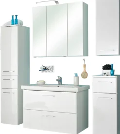Saphir Badmöbel-Set »Quickset 316 5-teilig, inkl. Keramik-Waschtisch und LED-Spiegelschrank« Set, 5 Stk. tlg.