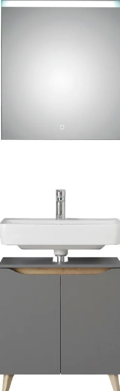 Saphir Badmöbel-Set »Quickset 2-teilig, Waschbeckenunterschrank mit LED-Spiegel« 2 Stk. tlg.