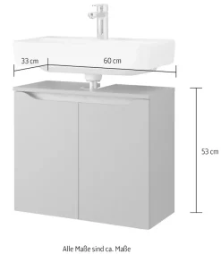 Saphir Badmöbel-Set »Quickset 2-teilig, Waschbeckenunterschrank mit LED-Spiegel« 2 Stk. tlg.