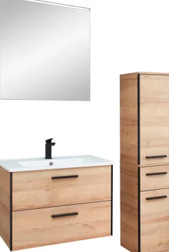 Saphir Badmöbel-Set »Quickset 395 3-teilig, Keramikwaschtisch mit LED-Spiegel« 5 Stk. tlg.