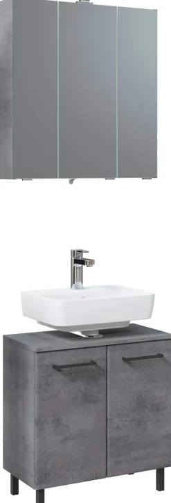 Saphir Badmöbel-Set »Quickset 945 2-teilig, Waschbeckenunterschrank mit LED-Spiegelschrank« 2 Stk. tlg.