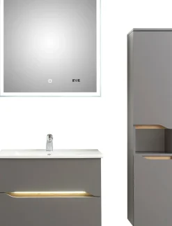 Saphir Badmöbel-Set »Quickset 3-teilig, Keramik-Waschtisch mit LED-Spiegel« 5 Stk. tlg.