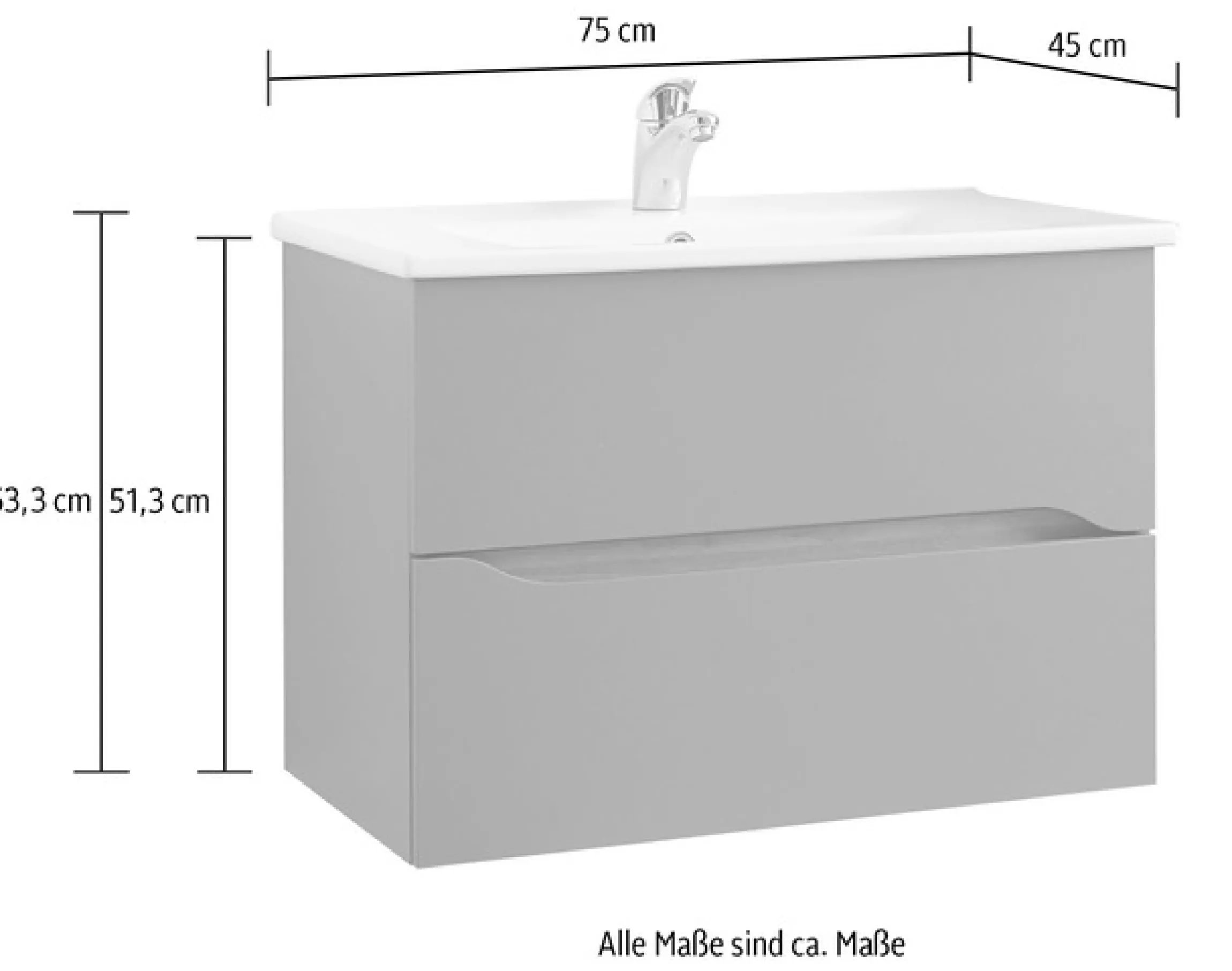Saphir Badmöbel-Set »Quickset 3-teilig, Keramik-Waschtisch mit LED-Spiegel« 5 Stk. tlg.