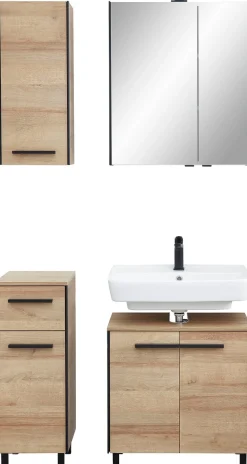 Saphir Badmöbel-Set »Quickset 395 4-teilig, Waschbeckenunterschrank mit LED-Spiegelschrank« 4 Stk. tlg.