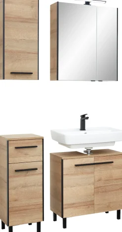 Saphir Badmöbel-Set »Quickset 395 4-teilig, Waschbeckenunterschrank mit LED-Spiegelschrank« 4 Stk. tlg.