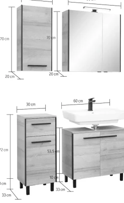 Saphir Badmöbel-Set »Quickset 395 4-teilig, Waschbeckenunterschrank mit LED-Spiegelschrank« 4 Stk. tlg.