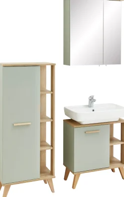 Saphir Badmöbel-Set »Quickset 3-teilig, Waschbeckenunterschrank mit LED-Spiegelschrank« 3 Stk. tlg.