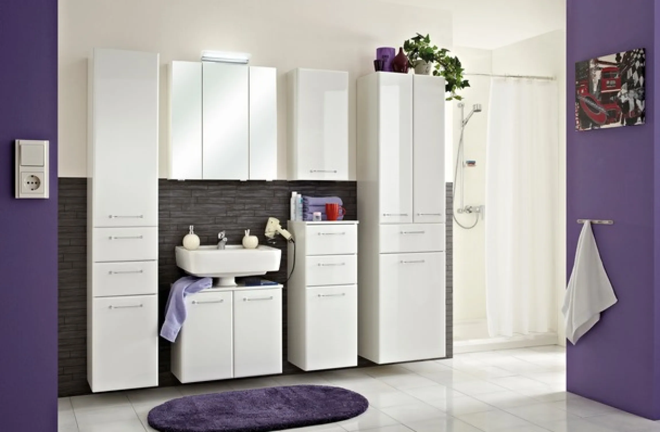 Saphir Badmöbel-Set »Quickset 341 6-teilig, Waschbeckenunterschrank und LED-Spiegelschrank« Set, 6 Stk. tlg.