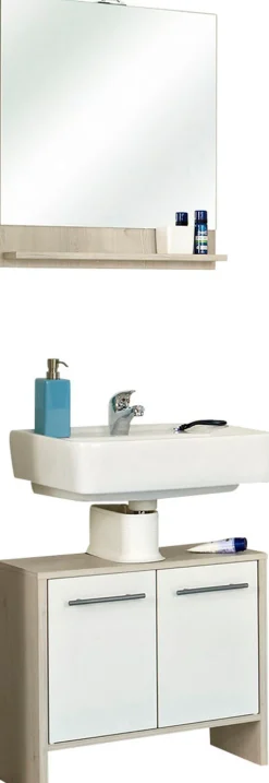 Saphir Badmöbel-Set »Quickset 350 2-teilig, mit Waschbeckenunterschrank und LED-Spiegel« Set,