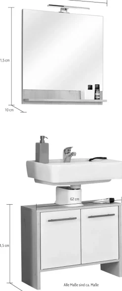 Saphir Badmöbel-Set »Quickset 350 2-teilig, mit Waschbeckenunterschrank und LED-Spiegel« Set,