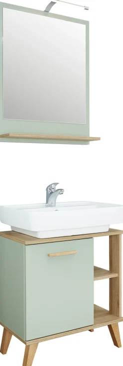 Saphir Badmöbel-Set »Quickset 2-teilig, Waschbeckenunterschrank mit LED-Spiegel« 2 Stk. tlg.