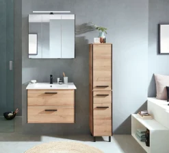 Saphir Badmöbel-Set »Quickset 395 3-teilig, Keramikwaschtisch mit LED-Spiegelschrank« 5 Stk. tlg.