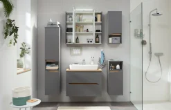 Saphir Badmöbel-Set »Quickset 5-teilig, Keramik-Aufsatzbecken und LED-Spiegelschrank« 7 Stk. tlg.