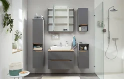 Saphir Badmöbel-Set »Quickset 5-teilig, Keramik-Aufsatzbecken und LED-Spiegelschrank« 7 Stk. tlg.