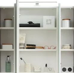 Saphir Badmöbel-Set »Quickset 5-teilig, Keramik-Aufsatzbecken und LED-Spiegelschrank« 7 Stk. tlg.