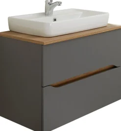 Saphir Badmöbel-Set »Quickset 5-teilig, Keramik-Aufsatzbecken und LED-Spiegelschrank« 7 Stk. tlg.