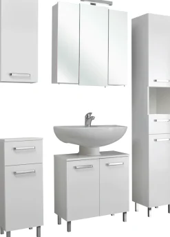 Saphir Badmöbel-Set »Quickset 5-teilig, Waschbeckenunterschrank mit LED-Spiegelschrank« 5 Stk. tlg.