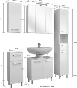 Saphir Badmöbel-Set »Quickset 5-teilig, Waschbeckenunterschrank mit LED-Spiegelschrank« 5 Stk. tlg.
