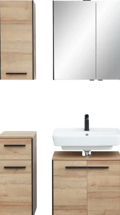 Saphir Badmöbel-Set »Quickset 395 4-teilig, Waschbeckenunterschrank mit LED-Spiegelschrank« 4 Stk. tlg.