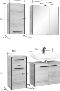 Saphir Badmöbel-Set »Quickset 395 4-teilig, Waschbeckenunterschrank mit LED-Spiegelschrank« 4 Stk. tlg.