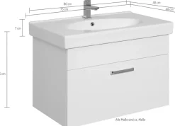 Saphir Badmöbel-Set »Quickset 312 5-teilig, Keramik-Waschtisch und LED-Spiegelschrank« Set, 5 Stk. tlg.