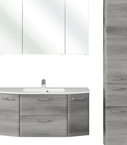 Saphir Badmöbel-Set »Quickset 3-teilig, Mineralmarmor-Waschtisch und LED-Spiegelschrank« 4 Stk. tlg.