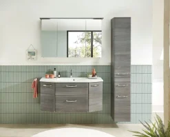 Saphir Badmöbel-Set »Quickset 3-teilig, Mineralmarmor-Waschtisch und LED-Spiegelschrank« 4 Stk. tlg.