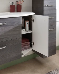 Saphir Badmöbel-Set »Quickset 3-teilig, Mineralmarmor-Waschtisch und LED-Spiegelschrank« 4 Stk. tlg.