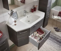 Saphir Badmöbel-Set »Quickset 3-teilig, Mineralmarmor-Waschtisch und LED-Spiegelschrank« 4 Stk. tlg.
