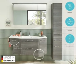 Saphir Badmöbel-Set »Quickset 3-teilig, Mineralmarmor-Waschtisch und LED-Spiegelschrank« 4 Stk. tlg.