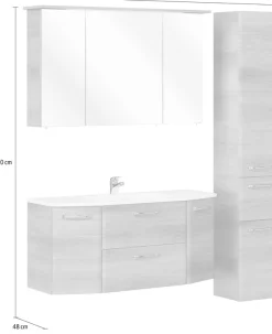 Saphir Badmöbel-Set »Quickset 3-teilig, Mineralmarmor-Waschtisch und LED-Spiegelschrank« 4 Stk. tlg.