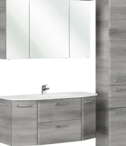 Saphir Badmöbel-Set »Quickset 3-teilig, Mineralmarmor-Waschtisch und LED-Spiegelschrank« 4 Stk. tlg.