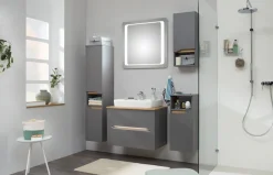 Saphir Badmöbel-Set »Quickset 5-teilig, Keramik-Aufsatzbecken mit LED-Spiegel« 8 Stk. tlg.