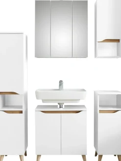 Saphir Badmöbel-Set »Quickset 5-teilig, Waschbeckenunterschrank mit LED-Spiegelschrank« 11 Stk. tlg.