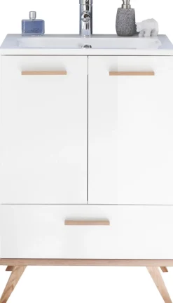 Saphir Badmöbel-Set »Quickset 2-teilig, Mineralmarmor-Waschtisch und LED-Spiegelschrank« 2 Stk. tlg.
