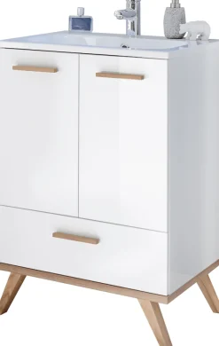 Saphir Badmöbel-Set »Quickset 2-teilig, Mineralmarmor-Waschtisch und LED-Spiegelschrank« 2 Stk. tlg.