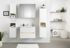 Saphir Badmöbel-Set »Quickset 5-teilig, Keramik-Waschtisch und LED-Spiegelschrank« 7 Stk. tlg.