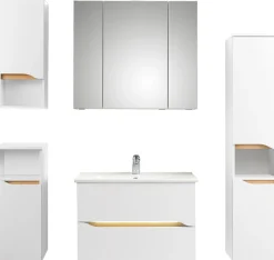 Saphir Badmöbel-Set »Quickset 5-teilig, Keramik-Waschtisch und LED-Spiegelschrank« 7 Stk. tlg.