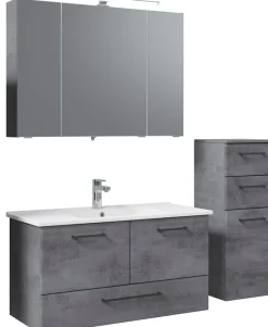 Saphir Badmöbel-Set »Quickset 945 3-teilig, Keramik-Waschtisch mit LED-Spiegelschrank« 4 Stk. tlg.