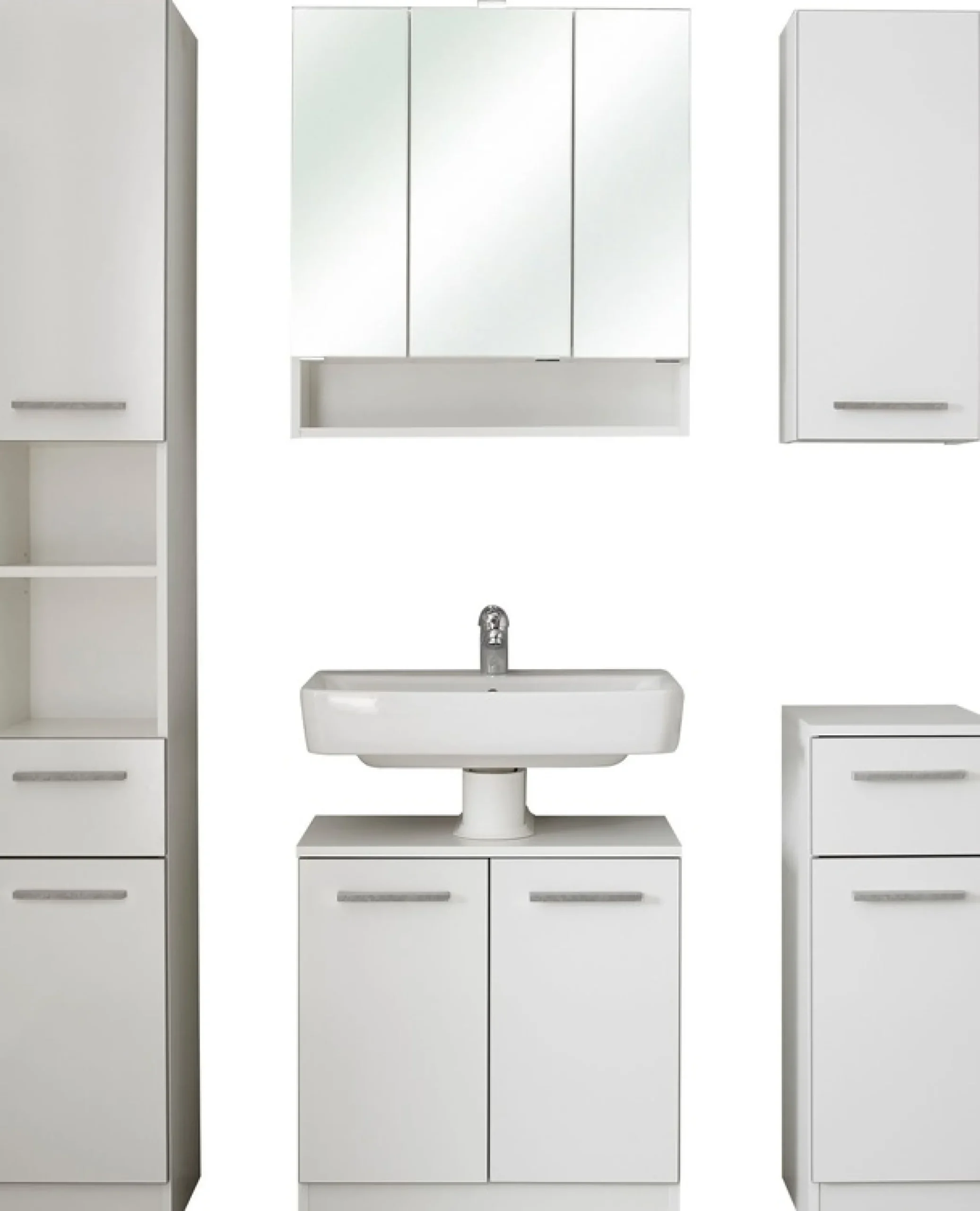 Saphir Badmöbel-Set »Quickset 953 5-teilig, Waschbeckenunterschrank und LED-Spiegelschrank« Set, 5 Stk. tlg.