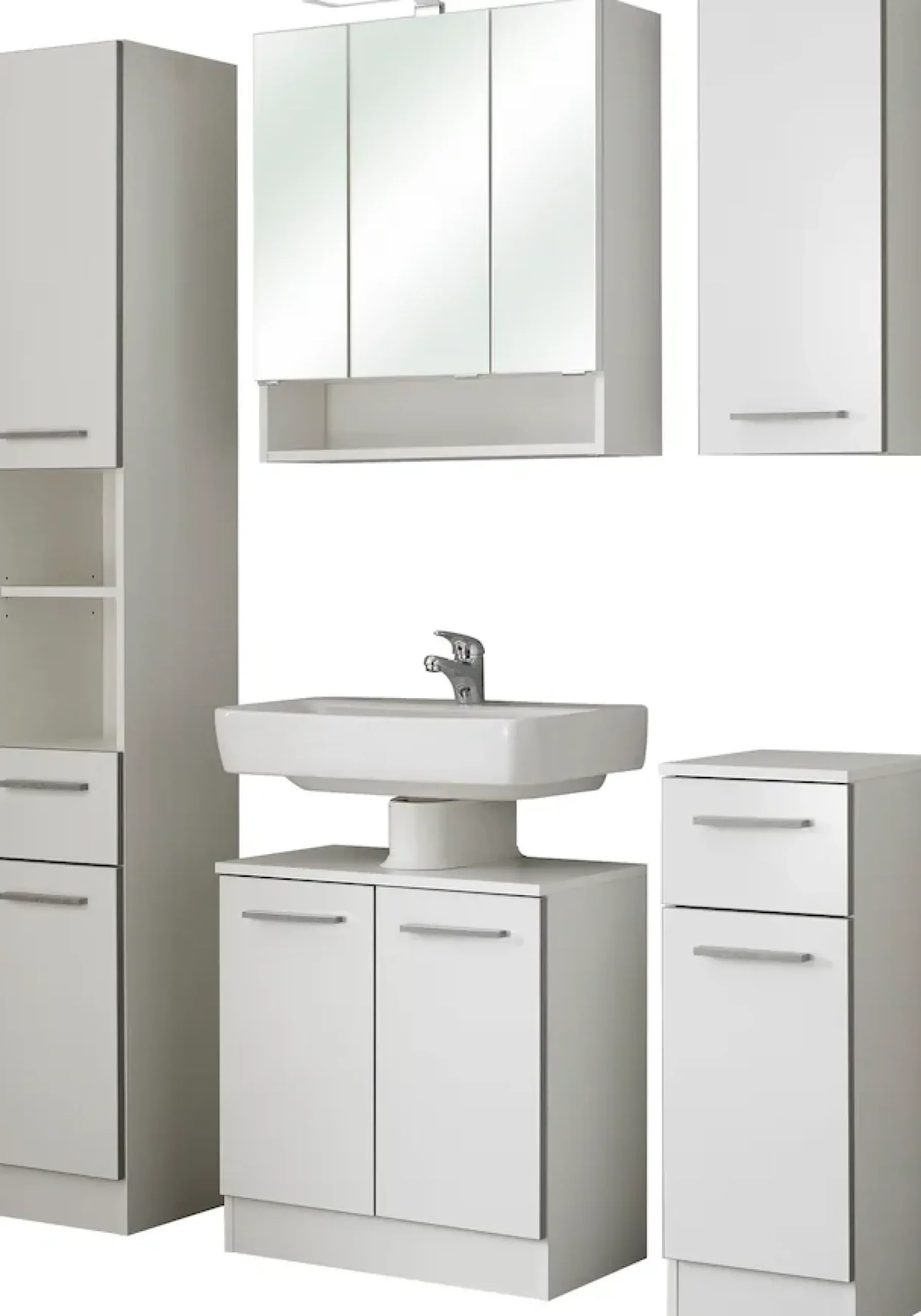 Saphir Badmöbel-Set »Quickset 953 5-teilig, Waschbeckenunterschrank und LED-Spiegelschrank« Set, 5 Stk. tlg.