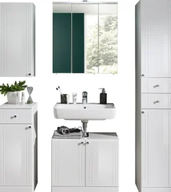 Saphir Badmöbel-Set »Quickset 955 5-teilig, Waschbeckenunterschrank und LED-Spiegelschrank« Set, 5 Stk. tlg.