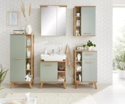 Saphir Badmöbel-Set »Quickset 5-teilig, Waschbeckenunterschrank mit LED-Spiegelschrank« 5 Stk. tlg.
