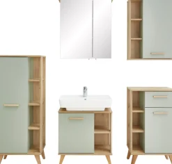Saphir Badmöbel-Set »Quickset 5-teilig, Waschbeckenunterschrank mit LED-Spiegelschrank« 5 Stk. tlg.