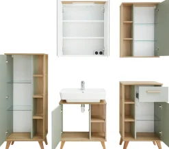 Saphir Badmöbel-Set »Quickset 5-teilig, Waschbeckenunterschrank mit LED-Spiegelschrank« 5 Stk. tlg.