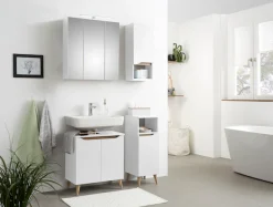 Saphir Badmöbel-Set »Quickset 4-teilig, Waschbeckenunterschrank mit LED-Spiegelschrank« 8 Stk. tlg.