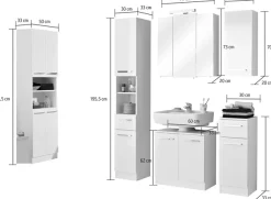 Saphir Badmöbel-Set »Quickset 335 6-teilig, Waschbeckenunterschrank mit LED-Spiegelschrank« 6 Stk. tlg.